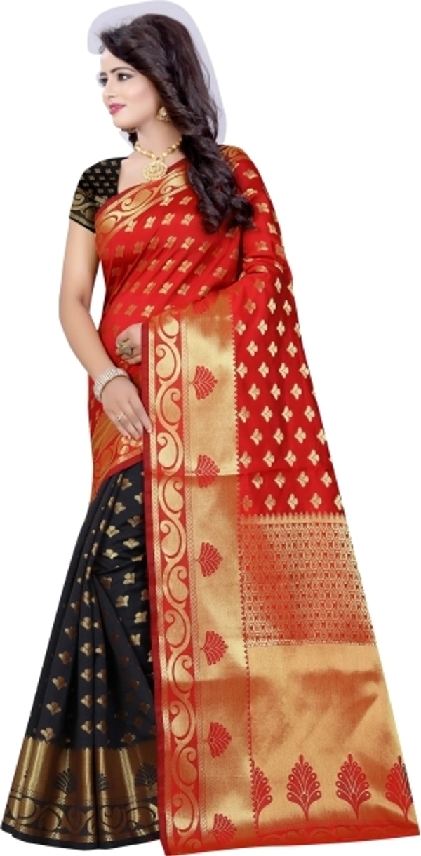 INDIAN BEAUTIFUL Self Design Banarasi Poly Silk Saree - Red, Sidhu Collection 