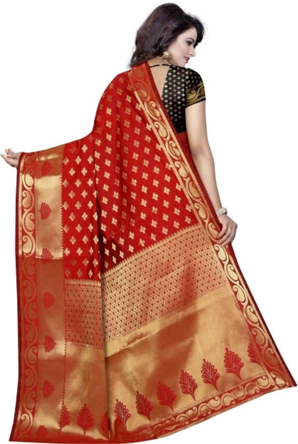 INDIAN BEAUTIFUL Self Design Banarasi Poly Silk Saree - Red, Sidhu Collection 
