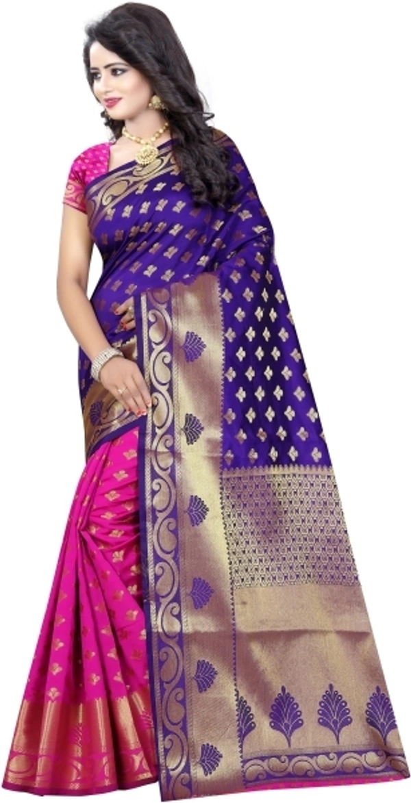INDIAN BEAUTIFUL Self Design Banarasi Poly Silk Saree - Purple , Sidhu Collection 