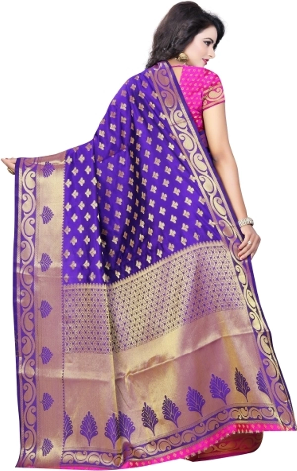 INDIAN BEAUTIFUL Self Design Banarasi Poly Silk Saree - Purple , Sidhu Collection 
