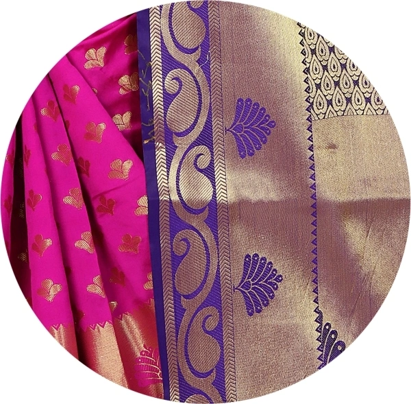 INDIAN BEAUTIFUL Self Design Banarasi Poly Silk Saree - Purple , Sidhu Collection 
