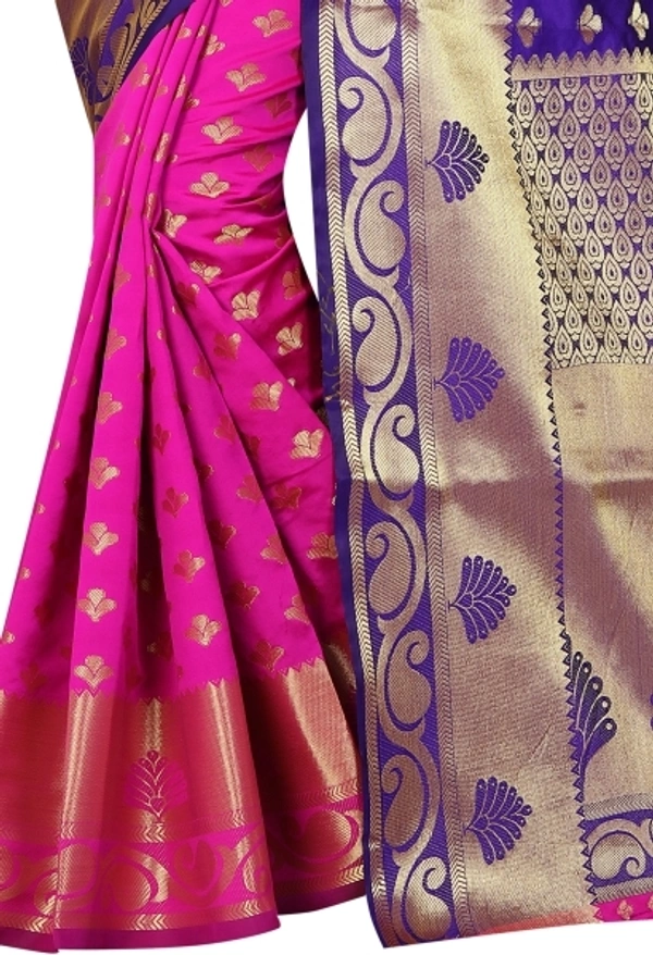 INDIAN BEAUTIFUL Self Design Banarasi Poly Silk Saree - Purple , Sidhu Collection 