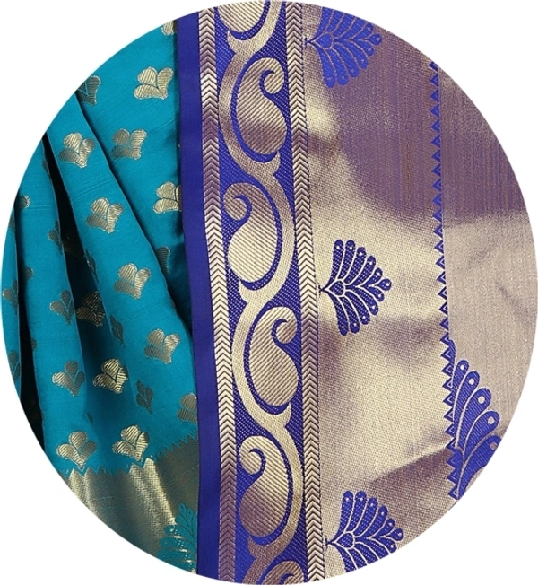 INDIAN BEAUTIFUL Self Design Banarasi Poly Silk Saree - Blue , Sidhu Collection 