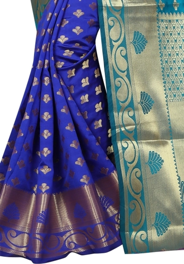 INDIAN BEAUTIFUL Self Design Banarasi Poly Silk Saree - Sidhu Collection , Rama Blue 