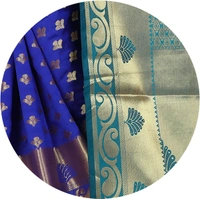 INDIAN BEAUTIFUL Self Design Banarasi Poly Silk Saree - Sidhu Collection , Rama Blue 