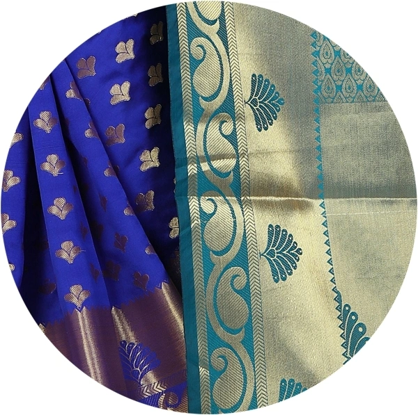 INDIAN BEAUTIFUL Self Design Banarasi Poly Silk Saree - Sidhu Collection , Rama Blue 