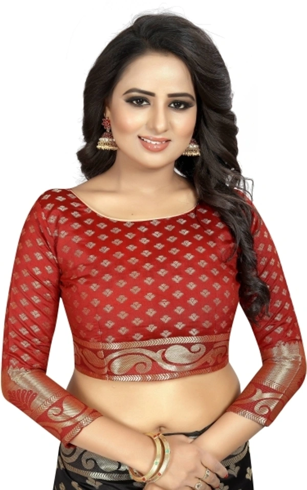 INDIAN BEAUTIFUL Self Design Banarasi Poly Silk Saree - Black Red, Sidhu Collection 