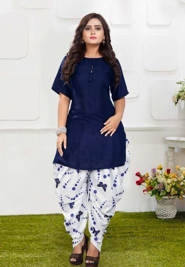 JNS NEW LUNCH KURTA WITH DIGITAL PRINT Dhoti (SS42092539)  - Navy Blue , XXL , Sidhu Collection 