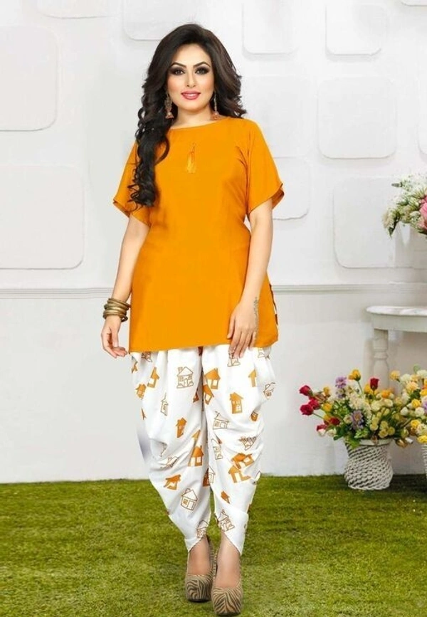 JNS NEW LUNCH KURTA WITH DIGITAL PRINT Dhoti (SS42092539)  - Orange, M, Sidhu Collection 