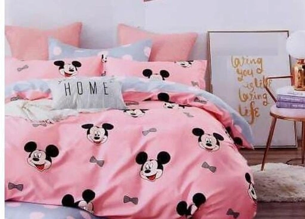 ALIDERHOM™ 240 TC FLOWER Printed heavy GlaceCotton Double Bedsheet with 2 Matching Pillow Covers (SS45403105)  - Pink, Sidhu Collection 