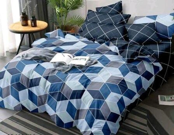 ALIDERHOM™ 240 TC FLOWER Printed heavy GlaceCotton Double Bedsheet with 2 Matching Pillow Covers (SS45403105)  - Blue1, Sidhu Collection 