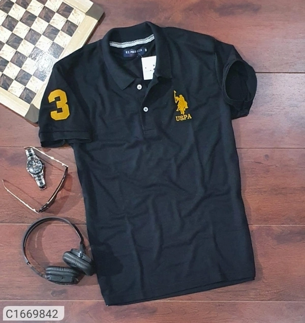  Cotton Solid Half Sleeves Polo T-Shirts (SC1669840)  - Black , M, Sidhu Collection 