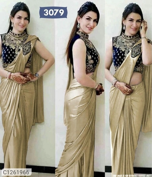 Gorgeous Satin Silk Solid Sarees With Embroidered Blouse(SC1261966)  - Sidhu Collection 