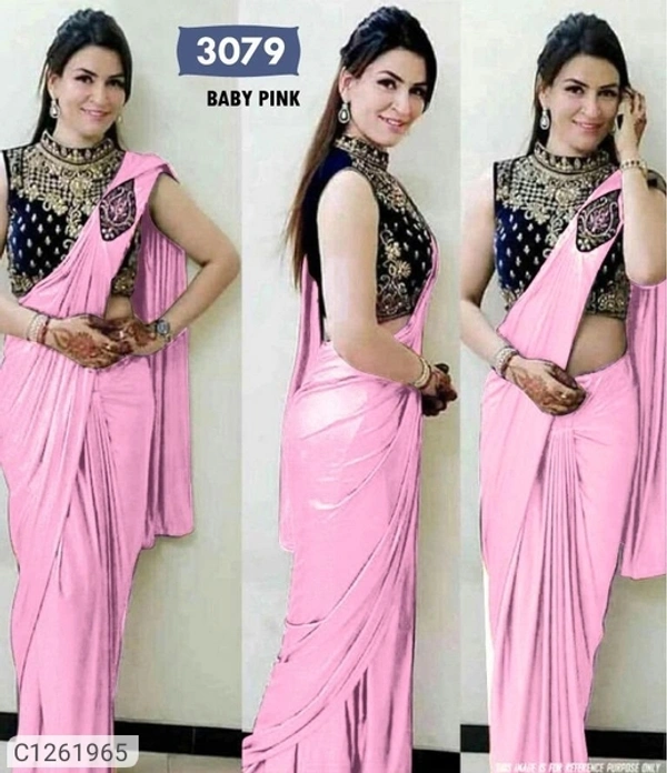 Gorgeous Satin Silk Solid Sarees With Embroidered Blouse(SC1261965)  - Sidhu Collection 