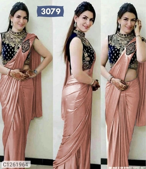 Gorgeous Satin Silk Solid Sarees With Embroidered Blouse(SC1261964)  - Sidhu Collection 