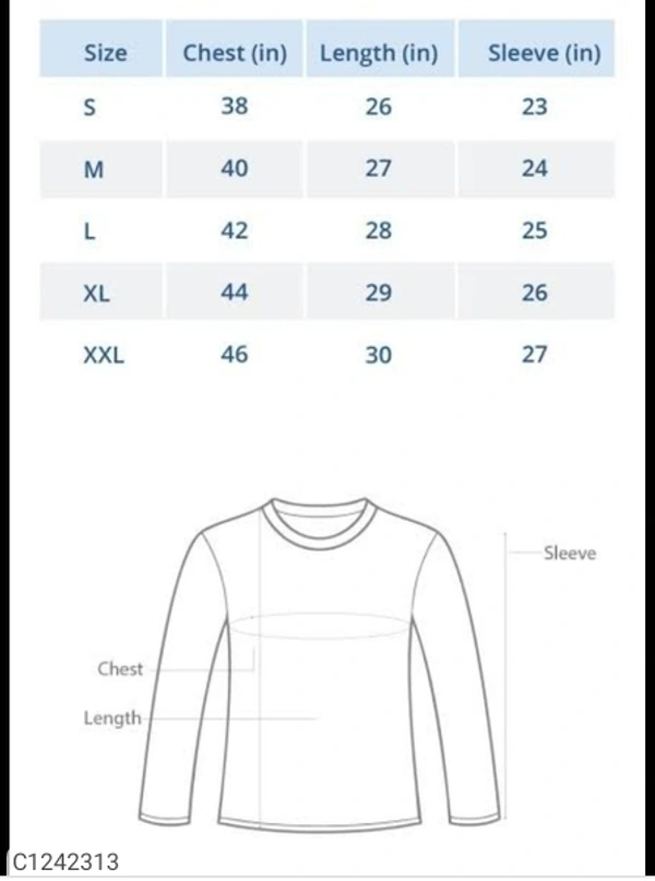  Cotton Blend Solid Full Sleeves T-Shirt (SC1242313)  - Sidhu Collection , S