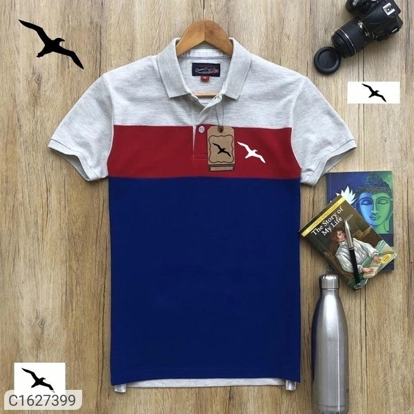Tom Scott Cotton Color Block Half Sleeves Polo T-Shirt (SC1627399)  - M, Sidhu Collection 