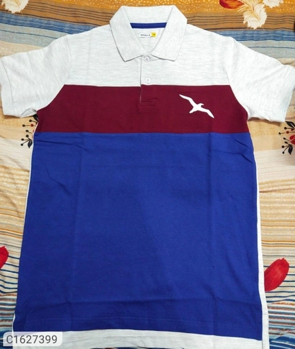 Tom Scott Cotton Color Block Half Sleeves Polo T-Shirt (SC1627399)  - M, Sidhu Collection 