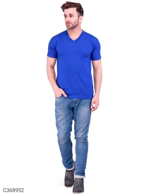 Men's Plain T-Shirt (SC368952)  - Blue, S, Sidhu Collection 