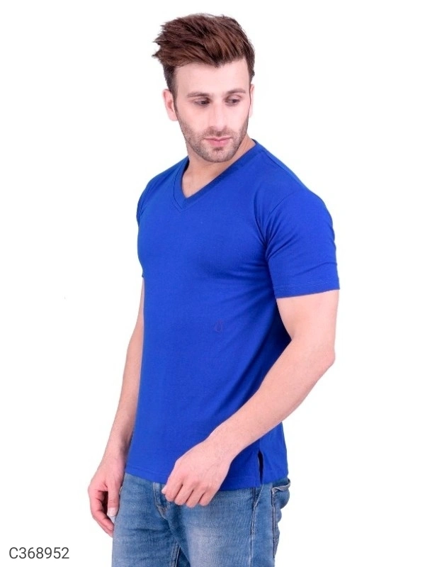 Men's Plain T-Shirt (SC368952)  - Blue, S, Sidhu Collection 