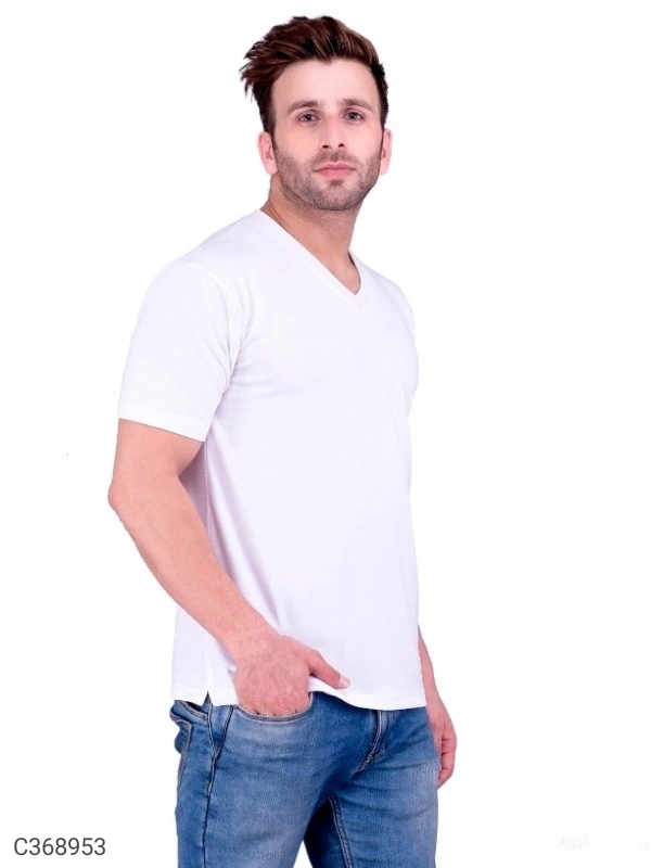 Men's Plain T-Shirt (SC368952)  - White, S, Sidhu Collection 