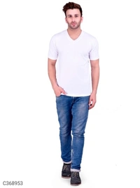 Men's Plain T-Shirt (SC368952)  - White, S, Sidhu Collection 