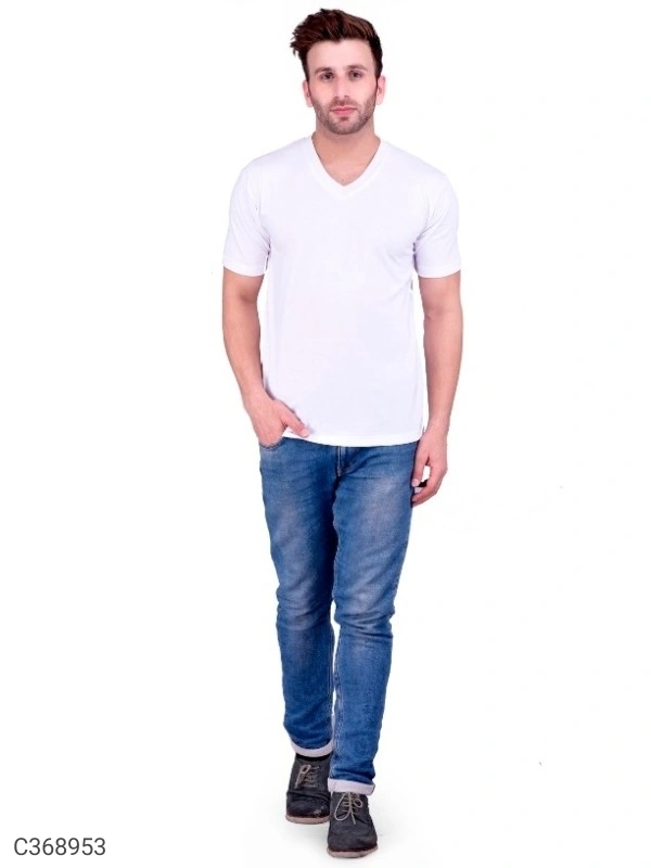 Men's Plain T-Shirt (SC368952)  - White, S, Sidhu Collection 