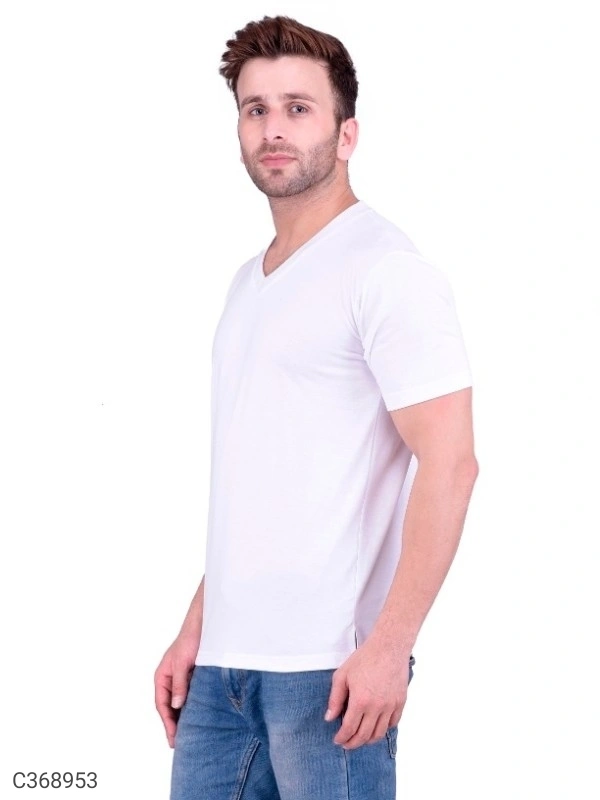 Men's Plain T-Shirt (SC368952)  - White, S, Sidhu Collection 