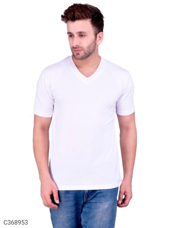 Men's Plain T-Shirt (SC368952)  - White , XL , Sidhu Collection 