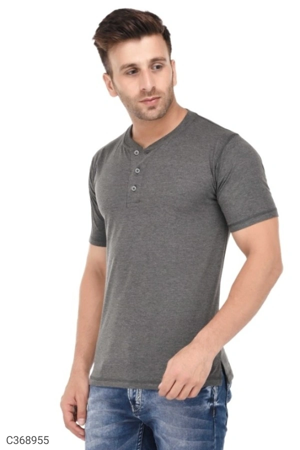 Men's Plain T-Shirt (SC368952)  - Grey , S, Sidhu Collection 