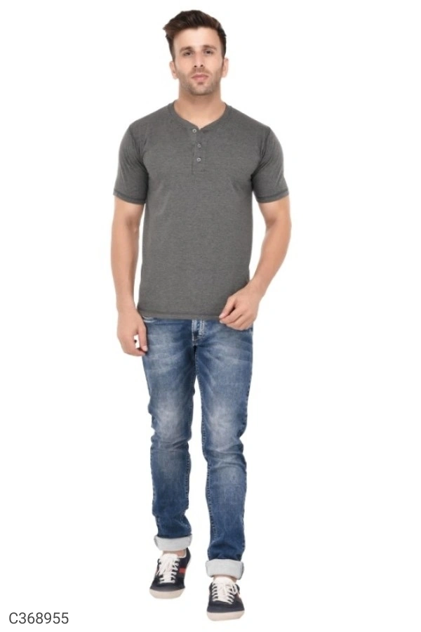 Men's Plain T-Shirt (SC368952)  - Grey, M, Sidhu Collection 