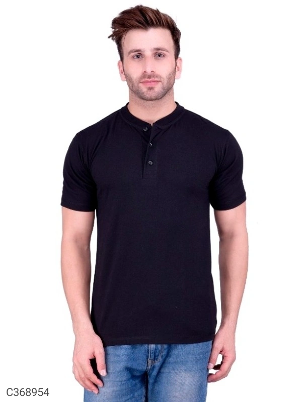 Men's Plain T-Shirt (SC368952)  - Black , S, Sidhu Collection 