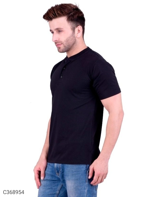 Men's Plain T-Shirt (SC368952)  - Black , S, Sidhu Collection 