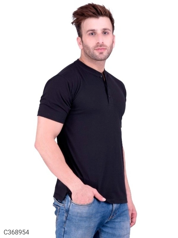Men's Plain T-Shirt (SC368952)  - Black , M, Sidhu Collection 