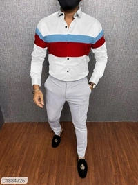 Cotton Blend Color Block Full Sleeves Slim Fit Casual Shirt (SC1884725)  - Green , XL , Sidhu Collection 