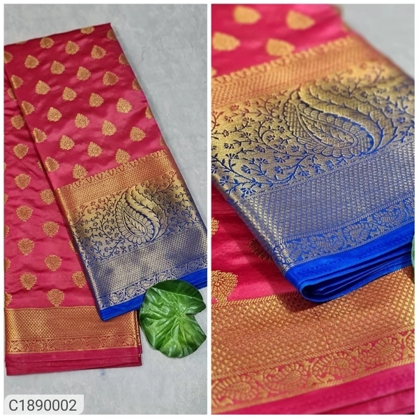  Pretty Woven Kanjivaram Silk Saree (SC1890000)  - Pink, Sidhu Collection 