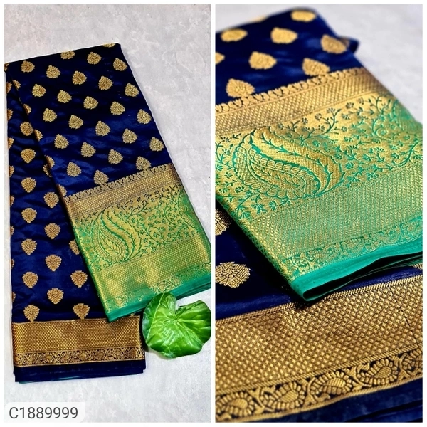  Pretty Woven Kanjivaram Silk Saree (SC1890000)  - Navy Blue 1, Sidhu Collection 