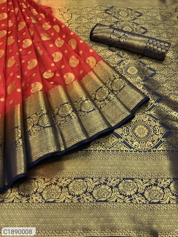Trendy Woven Kanjivaram Silk Saree (SC1890008)  - Red, Sidhu Collection 