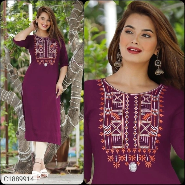 Pretty Embroidered Rayon Anarkali Kurti (SC1889914)  - L, Sidhu Collection 