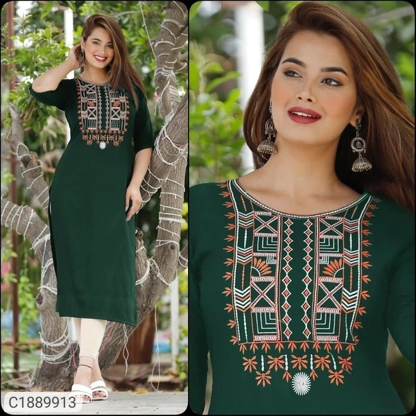 Pretty Embroidered Rayon Anarkali Kurti (SC1889913)  - M, Sidhu Collection 
