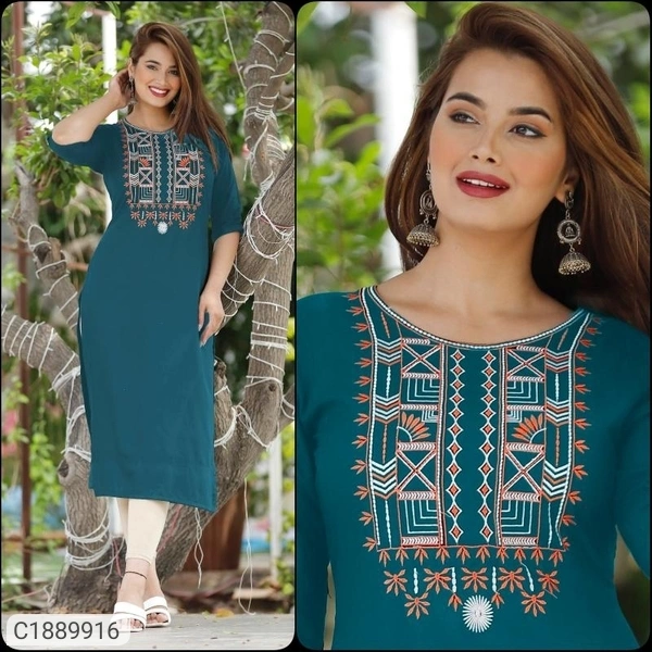 Pretty Embroidered Rayon Anarkali Kurti (SC1889915)  - XL , Sidhu Collection 