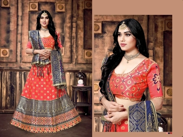 FABKIND Self Design, Embellished, Paisley Semi Stitched Lehenga Choli - Free, Sidhu Collection 