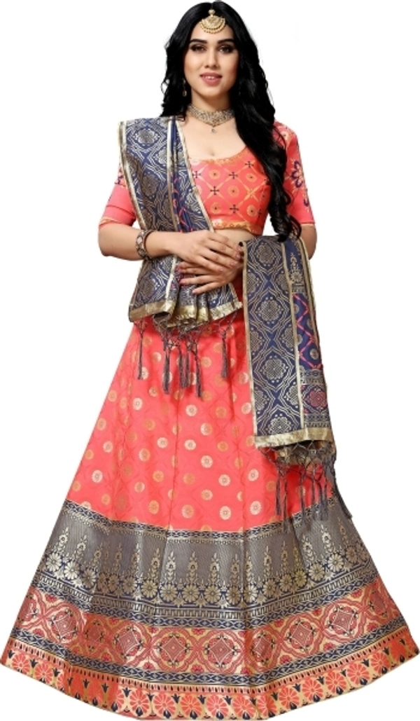 FABKIND Self Design, Embellished, Paisley Semi Stitched Lehenga Choli - Free, Sidhu Collection 