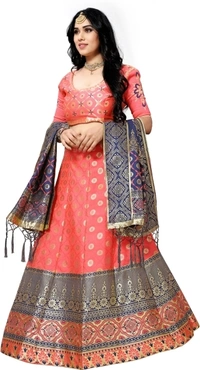 FABKIND Self Design, Embellished, Paisley Semi Stitched Lehenga Choli - Free, Sidhu Collection 