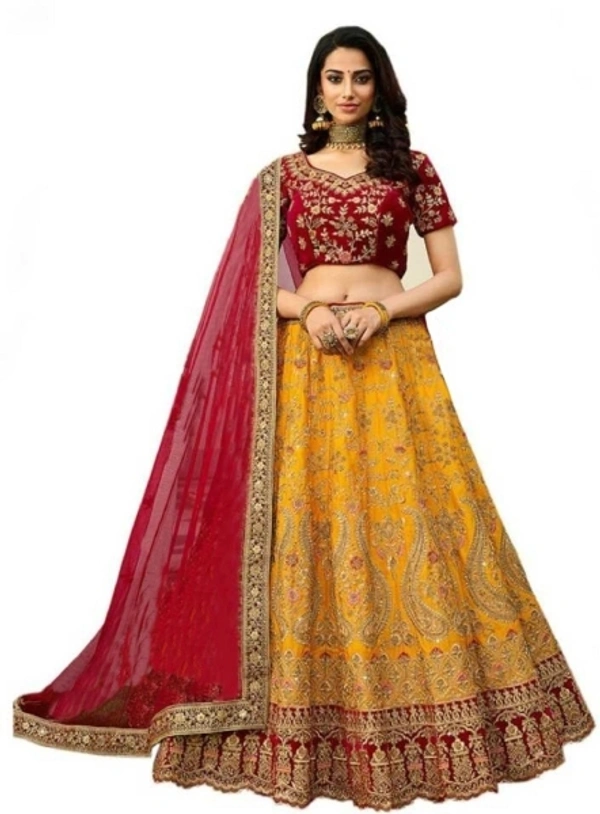 Kedar Fab Embellished, Embroidered Semi Stitched Lehenga Choli - Free, Sidhu Collection 