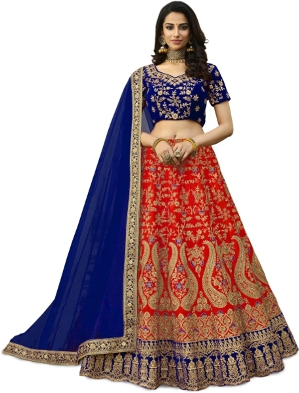 Kedar Fab Embroidered Semi Stitched Lehenga Choli - Free, Sidhu Collection 