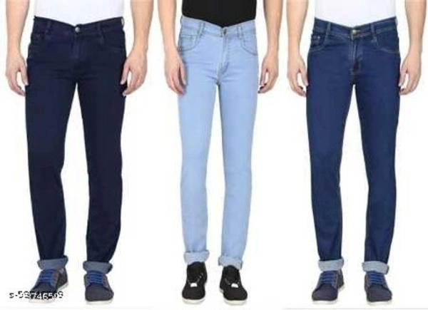 MEN JEANS  Dark Blue, Light Blue, Blue Jeans  (Pack of 3) - 28, Sidhu Collection 