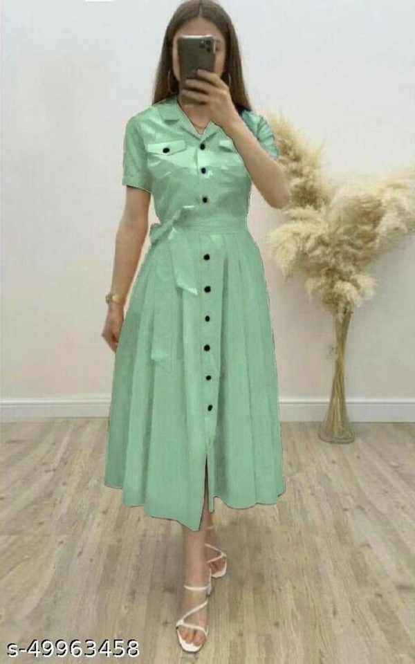 Women's Solid Heavy Rayon Dress (SS42350067)  - Green, M, Sidhu Collection 