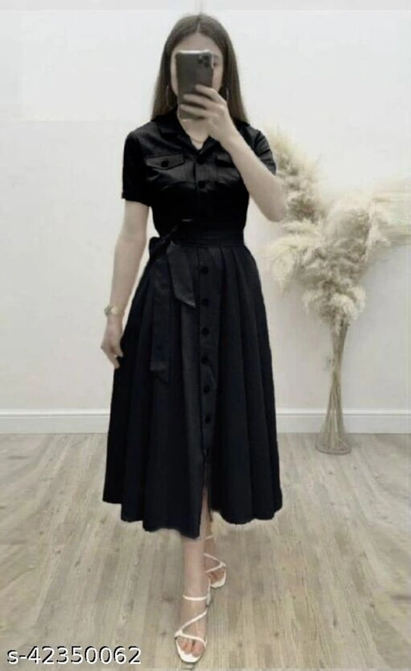 Women's Solid Heavy Rayon Dress (SS42350067)  - Black , XL , Sidhu Collection 