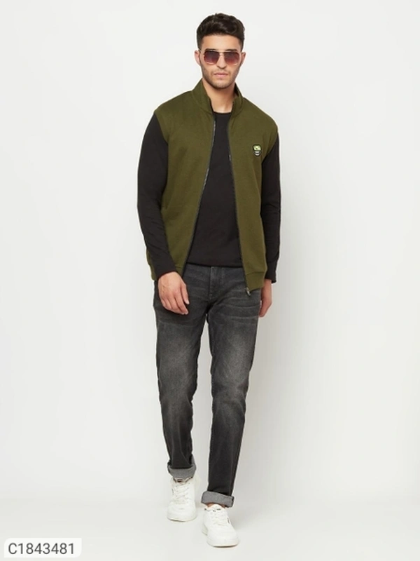 Fleece Color Block Full Sleeves Mens Sweatshirts (SC1843481)  - S, Sidhu Collection 